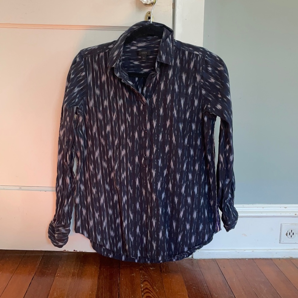Button down lightweight patterned cotton jcrew blouse